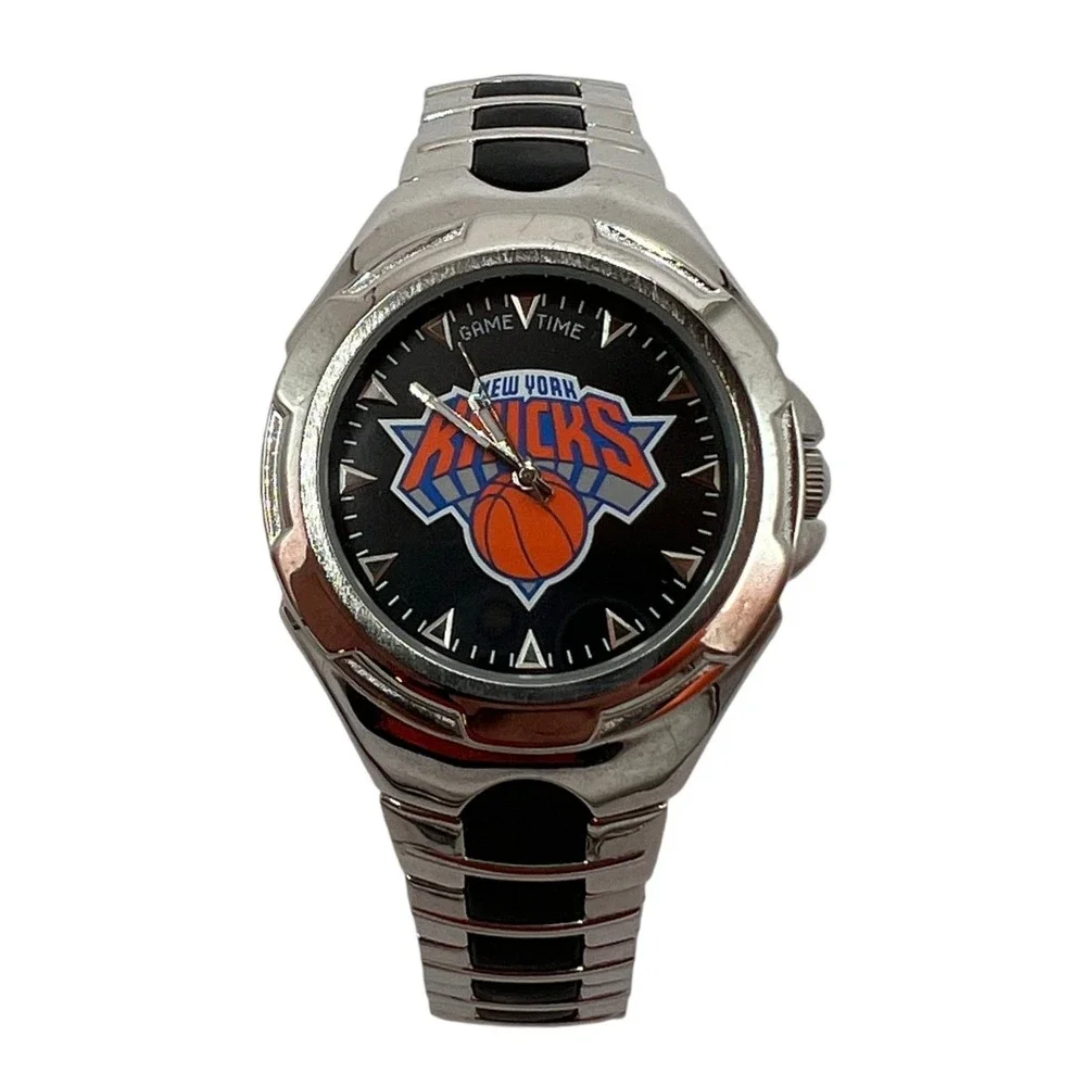 Game Time New York Knicks NBA Watch Mens Silver Black Stainless Steel VIC Quartz